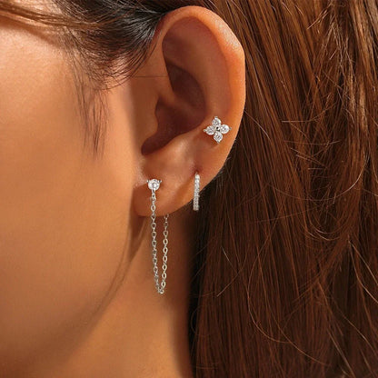 BowLift | 3pc Dainty Floral Tassel Chain Earrings Set