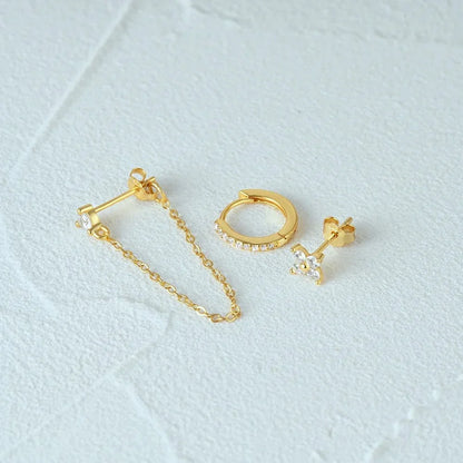 BowLift | 3pc Dainty Floral Tassel Chain Earrings Set