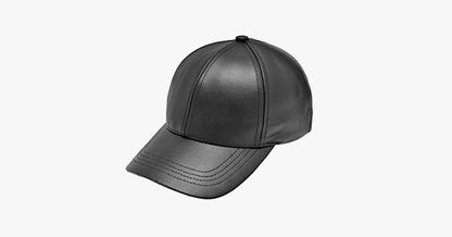 Black leather adjustable baseball cap | Skanto