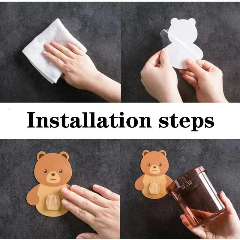 Bear Toothbrush Holder Cup Wall-Mounted Karnz