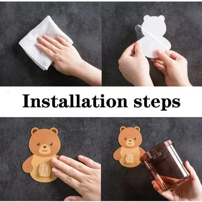 Bear Toothbrush Holder Cup Wall-Mounted Karnz