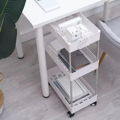 4-Tier Slim Storage Cart Kitchen Bathroom Mobile Shelf with Rolling Wheels Karnz