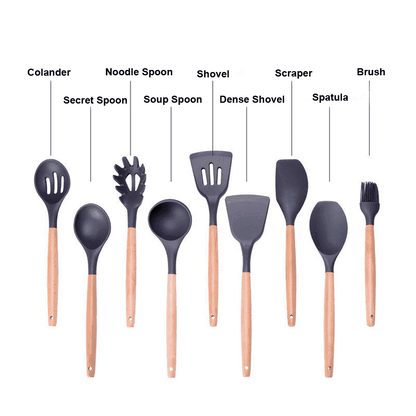 9 Pieces Silicone Kitchen Utensil Set | Karnz