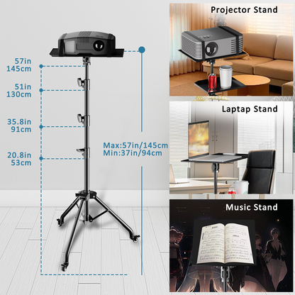 Adjustable Folding Laptop Table Stand with detachable tyres and 2 Trays for Comfort everywhere Bowlift