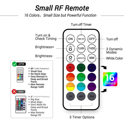 BowLift | 4-Pack: Decorative waterproof battery-operated LED lights - 16 changing colors
