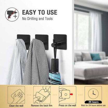 Skanto | 4-Pack: Heavy Duty Durable 304 Stainless Steel Wall Hooks