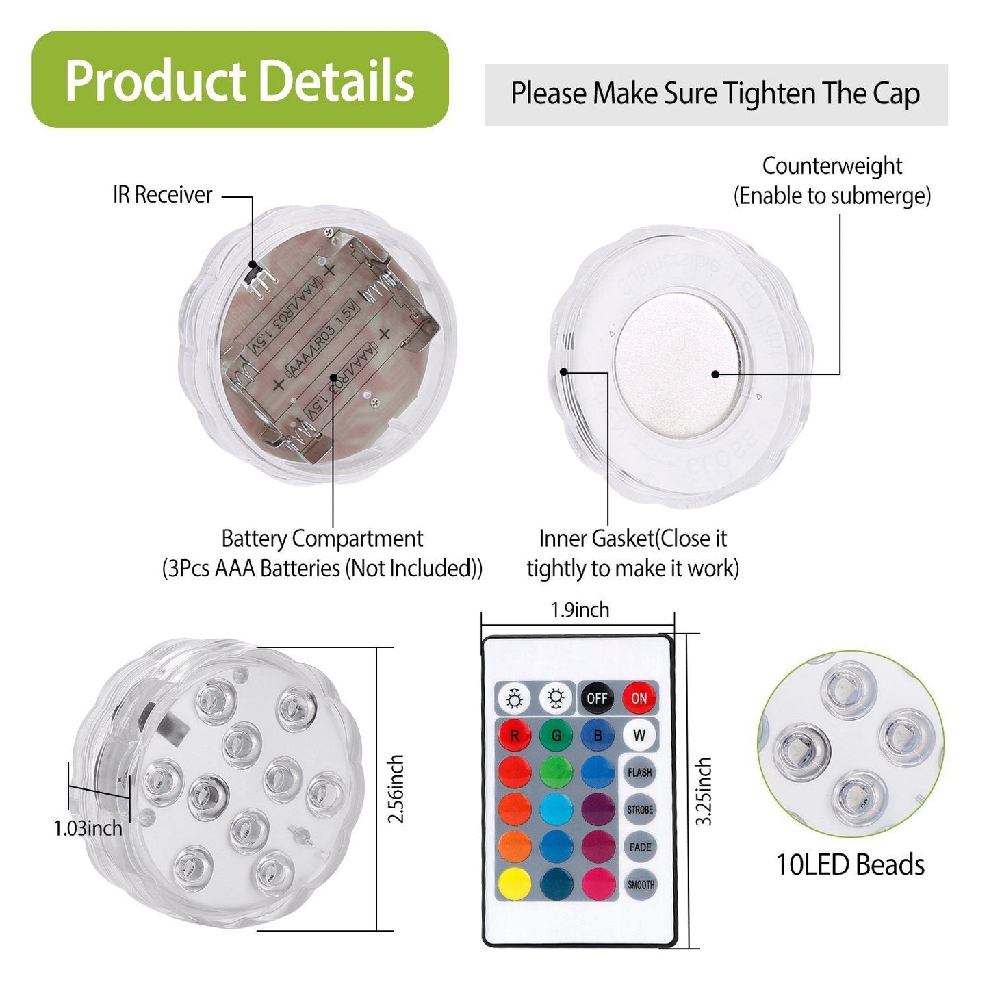 BowLift | 4-Piece: Underwater RGB LED Lights