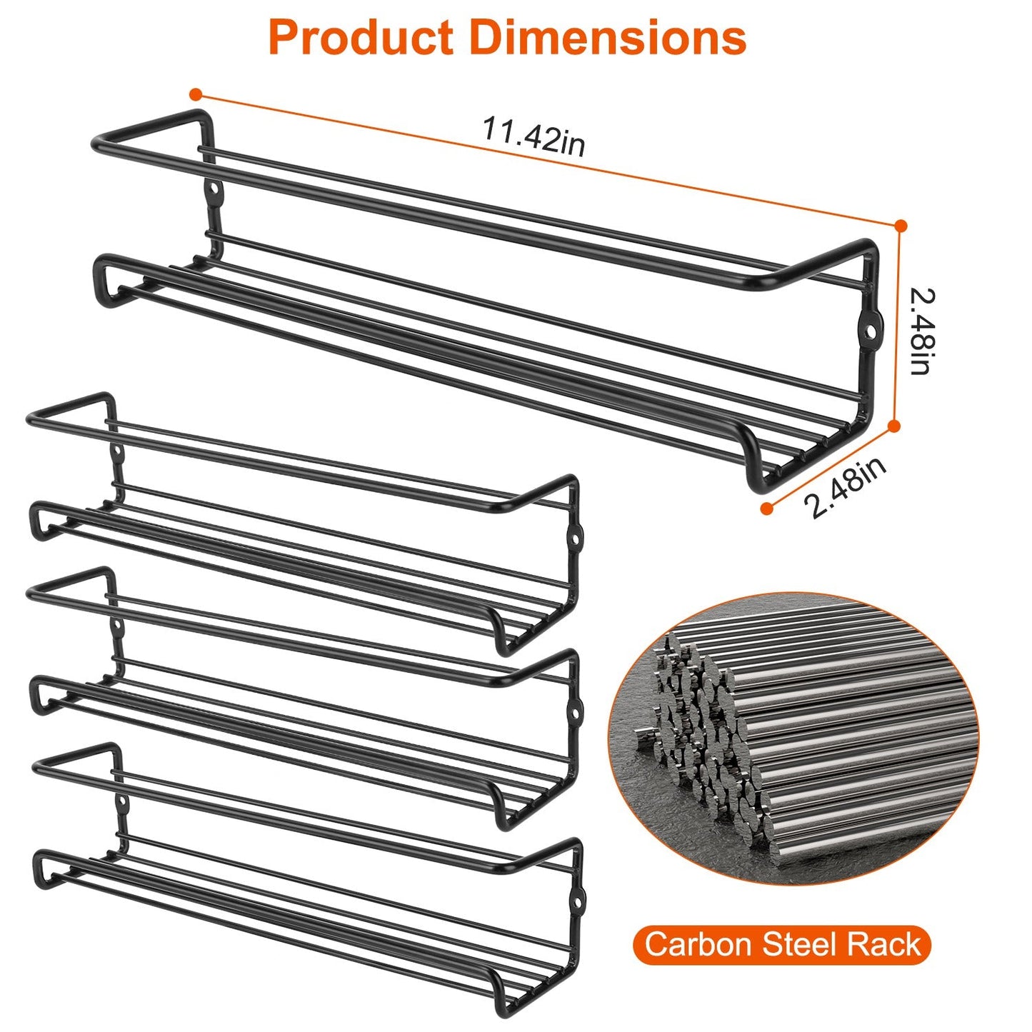 Skanto | 4-Piece: Wall-Mounted Spice Racks