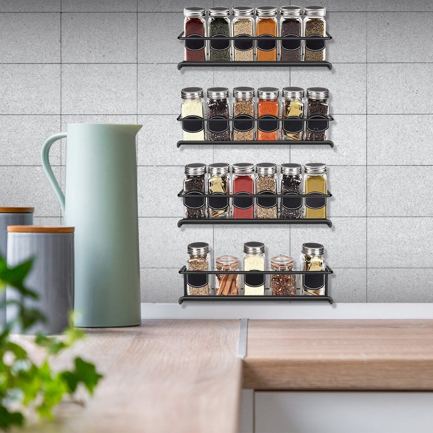 Skanto | 4-Piece: Wall-Mounted Spice Racks