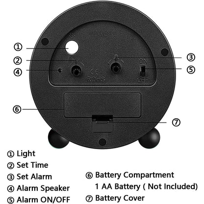 Kalsten | 4" Super Silent Non Ticking Analog Clock with Night Light