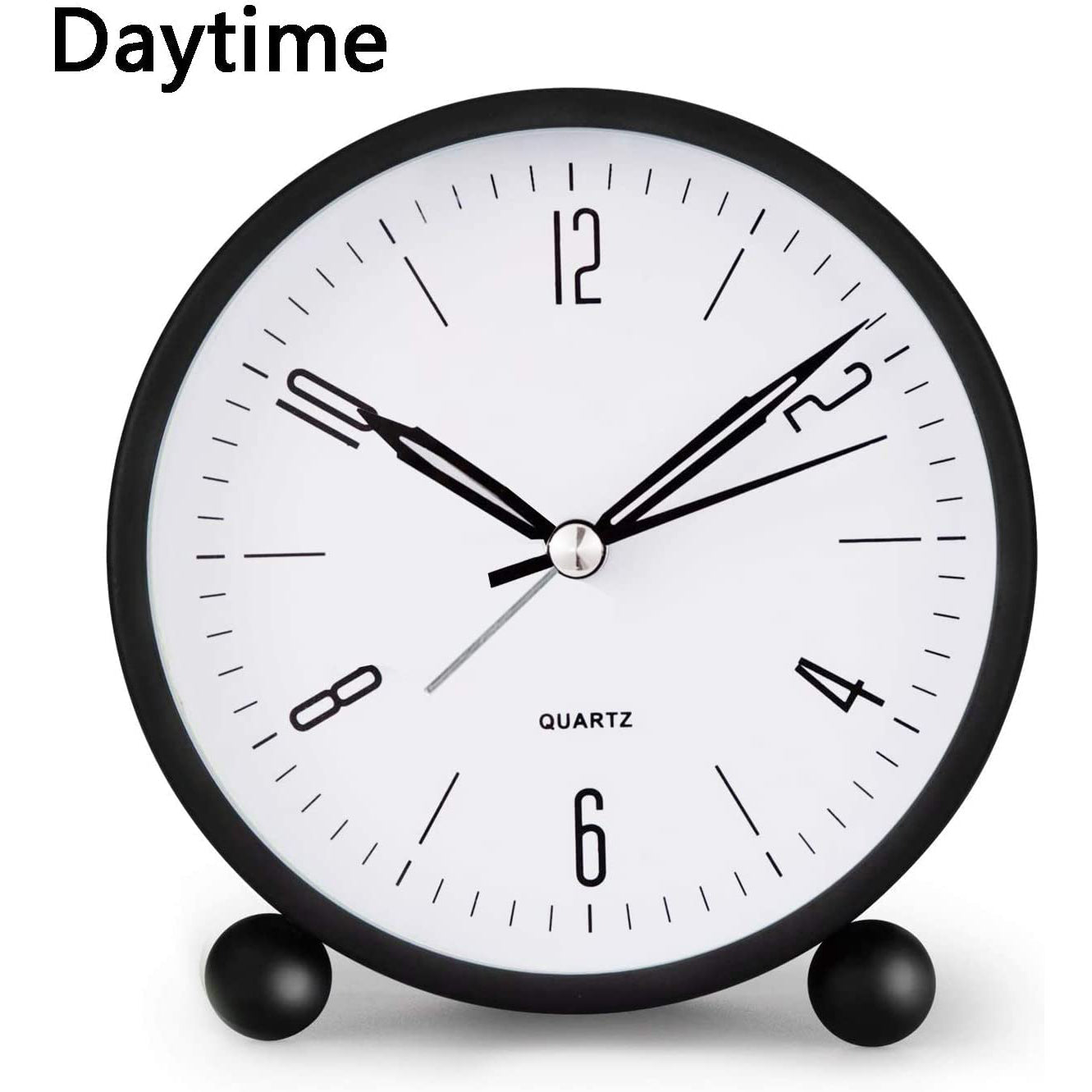 4" Super quiet, tick-free analog clock with night light