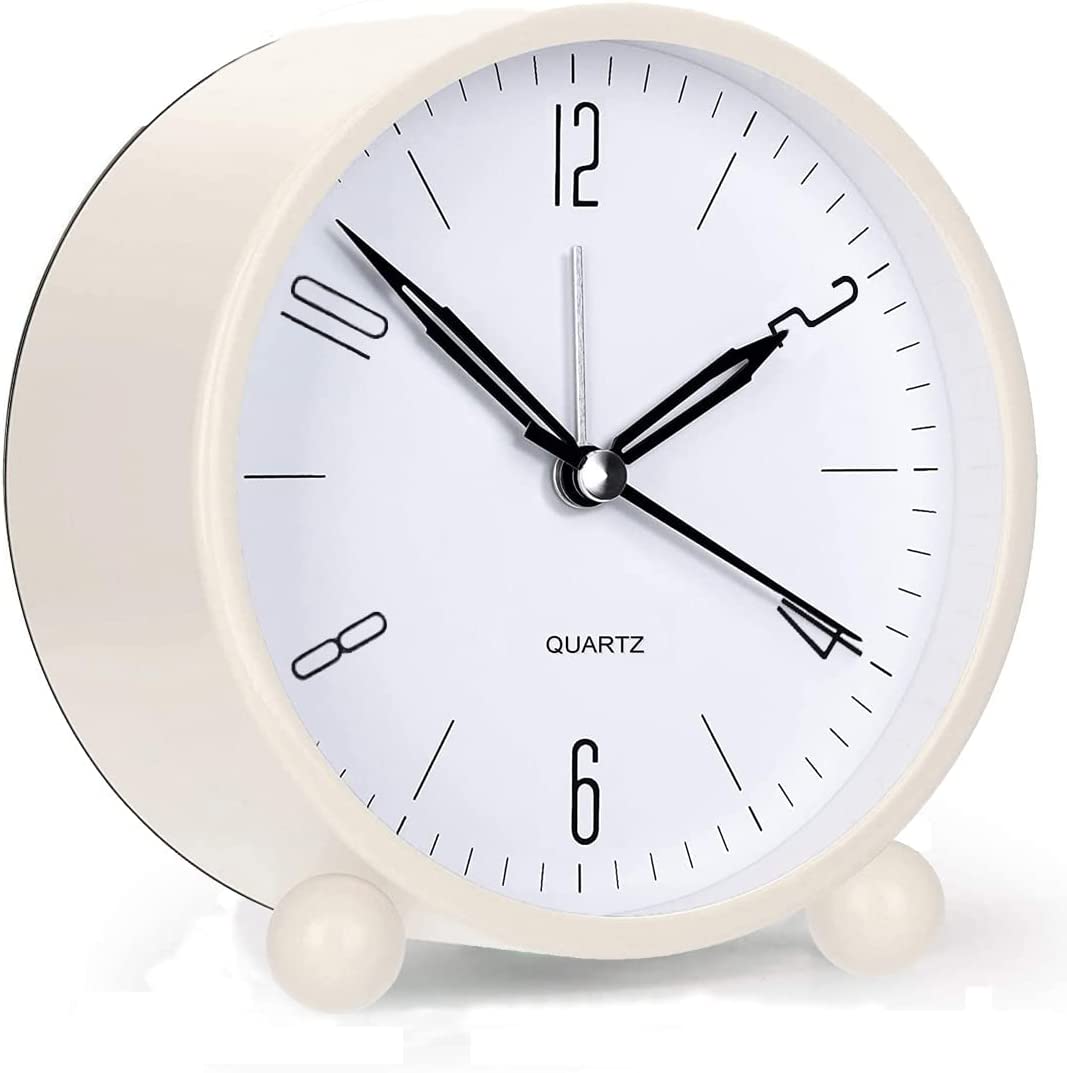 4" Super quiet, tick-free analog clock with night light
