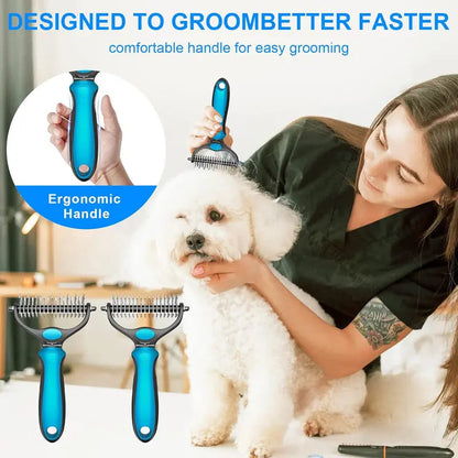 Double-Sided Pet Grooming Brush - End Pet Hair Chaos & Enjoy Quiet, Cozy Cuddle Sessions | Skanto