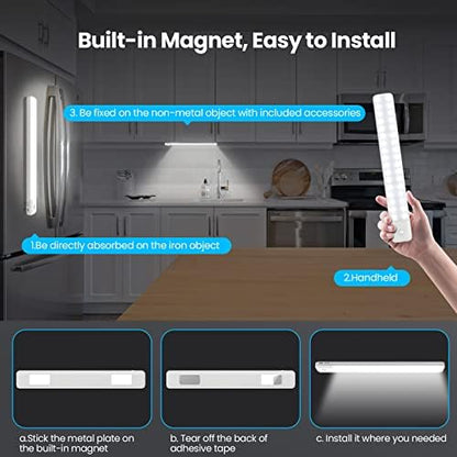 Skanto | Qtshine 80Led Motion Sensor Under Cabinet Light, Usb C Rechargeable, 12.6" Battery Powered, White