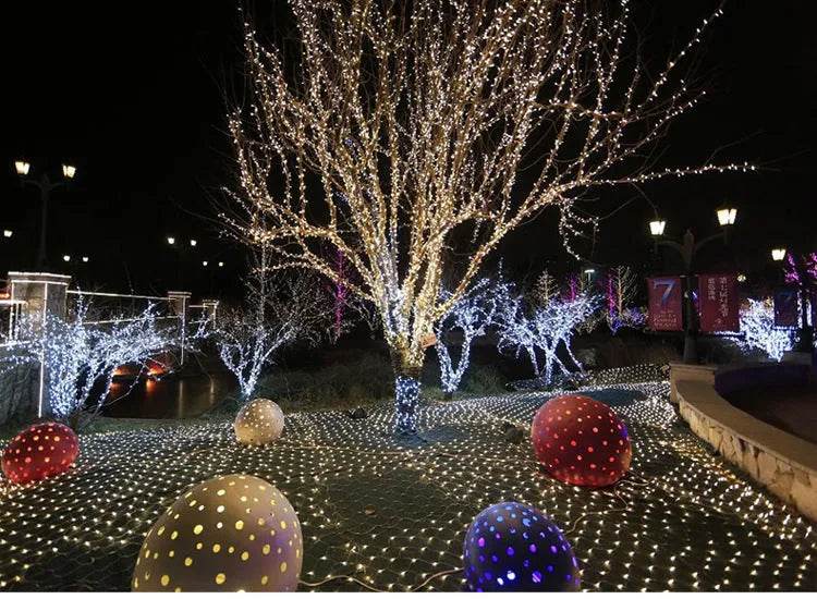 Skanto | Christmas LED Lights Outdoor Waterproof Fishtnet Lights Full of Stars Coated Holiday Lights Wedding Inn Decorative Lights