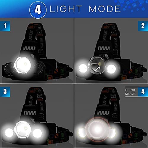 Skanto | Hqdz-Td 20000 Lumen Rechargeable Headlamp - Waterproof, Adjustable Light for Outdoors, Hunting, Camping