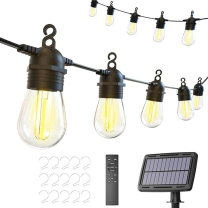 15.8 m long outdoor solar string lights with remote control, warm white
