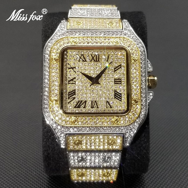 BowLift | MISSFOX Ice Out Square Watch for Men