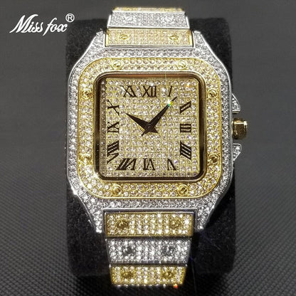 BowLift | MISSFOX Ice Out Square Watch for Men