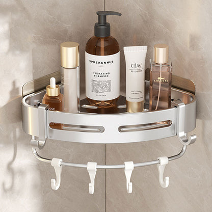 Skanto | EasyCorner Aluminum Shelf – Self-Adhesive Bathroom Hook Storage without Drilling