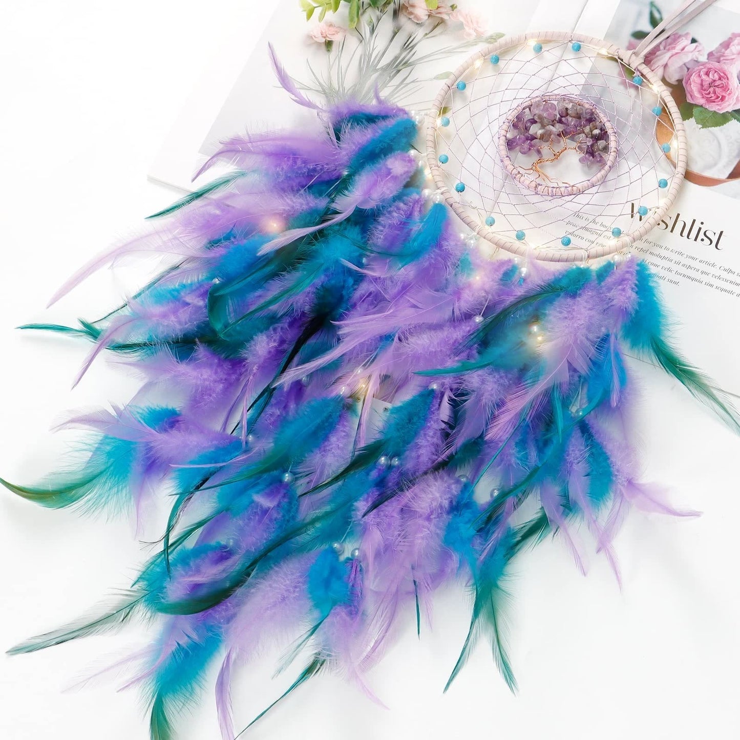 Brehn | Crystal Tree of Life Feather Glow Dreamcatcher