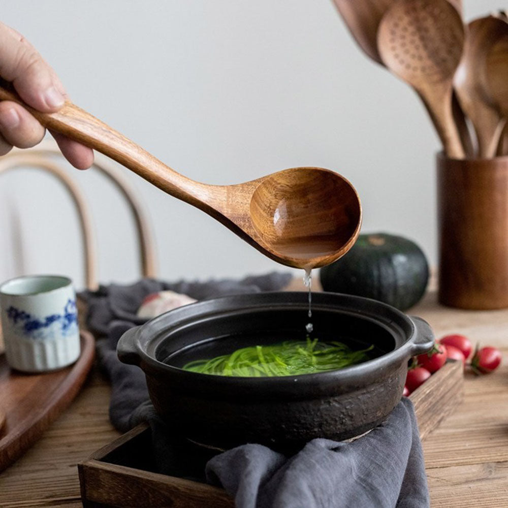 Skanto | Elegant Organic Teak Kitchen Utensil Collection for Every Chef - Non-Scratch & Easy to Clean