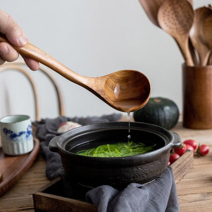 Skanto | Elegant Organic Teak Kitchen Utensil Collection for Every Chef - Non-Scratch & Easy to Clean