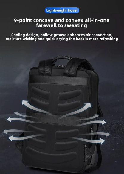 Skanto | Elegant Leather Backpack for Men/Women with USB Port for Laptop and Everyday Use, 15.6 Inch, Black