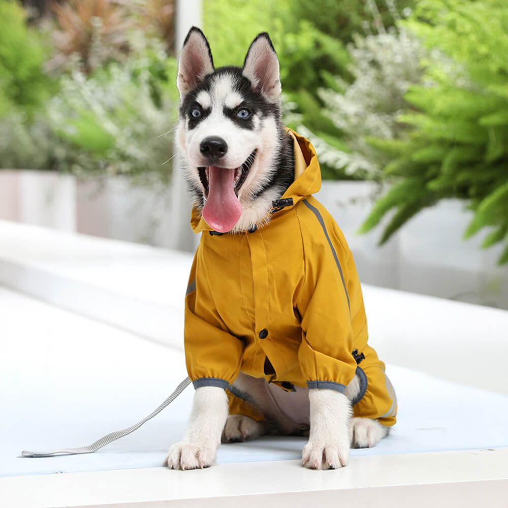 Skanto | Stylish Waterproof Adjustable Reflective Stripe Dog Raincoat with Hood