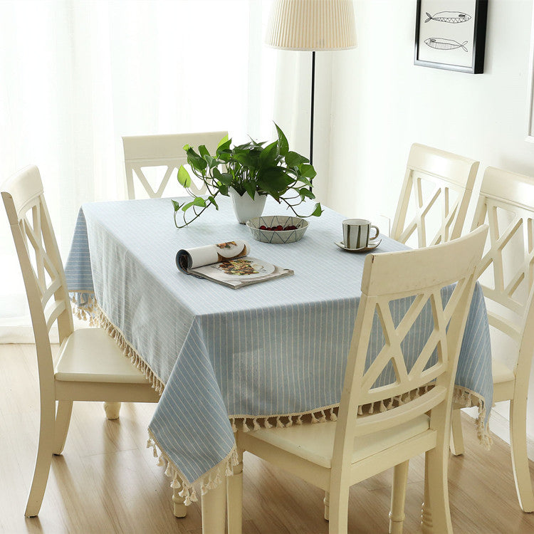 Striped Fringed Tablecloth
