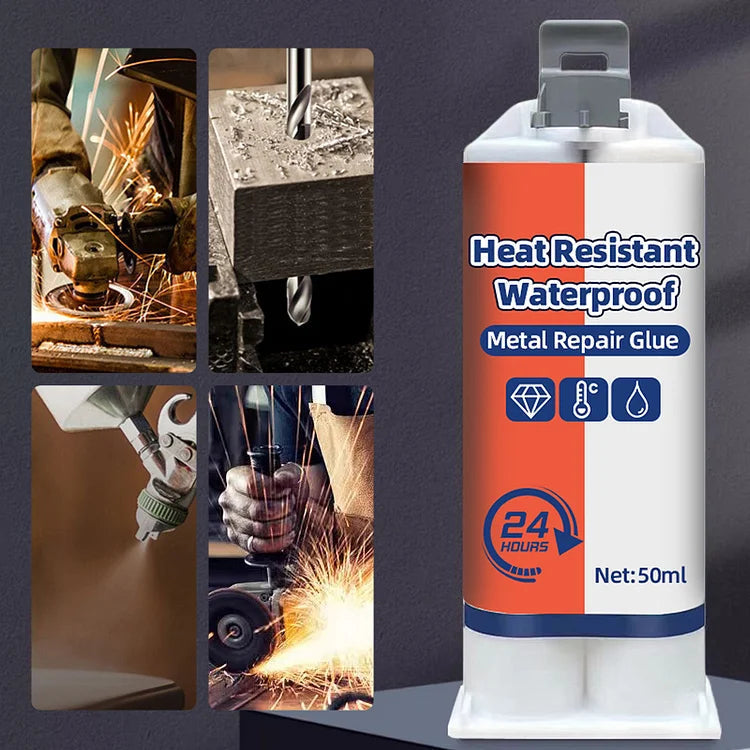 Heat-resistant, waterproof metal repair adhesive