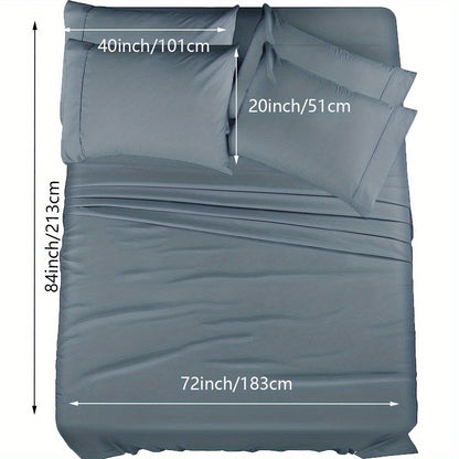 Skanto | 4/6 Pc Luxury Plush Fitted Sheet Set – Soft, Breathable, Color & Fade Resistant Bedding – Deep Pocket Flat Sheet, Fitted Sheet & 2/4 Pillowcases for Bedroom & Hotel Use