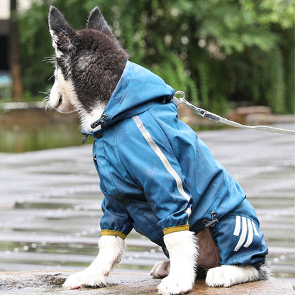 Skanto | Stylish Waterproof Adjustable Reflective Stripe Dog Raincoat with Hood