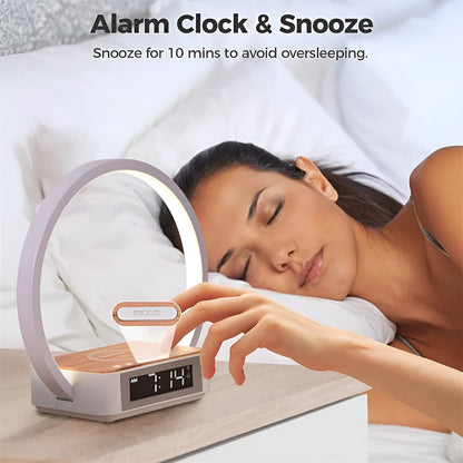 Skanto | GlowMax 3-in-1 LED Desk Lamp – Wireless Charger, Alarm Clock & Touch Control