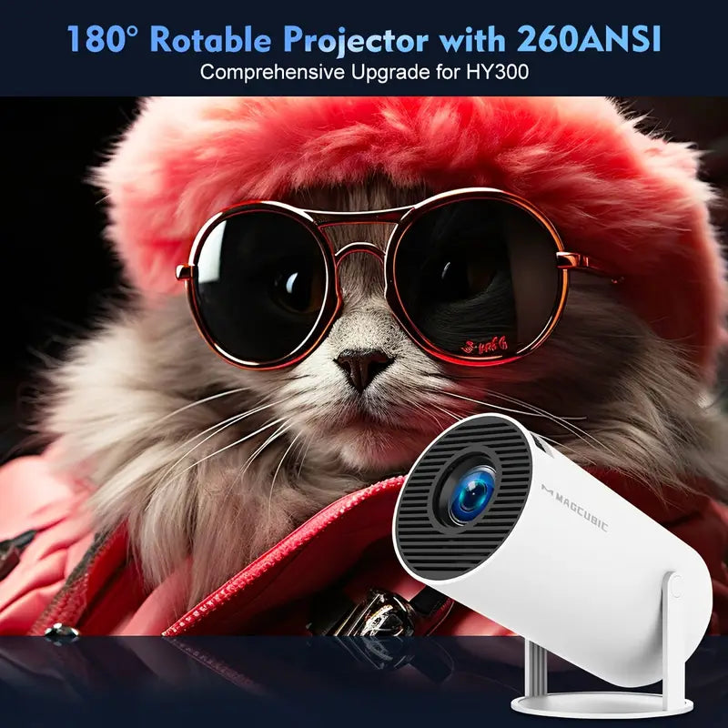 BowLift | Magcubic HY300 4K Mini Projector – Android 11, Dual WiFi 6, 260 ANSI, Wireless 5.0