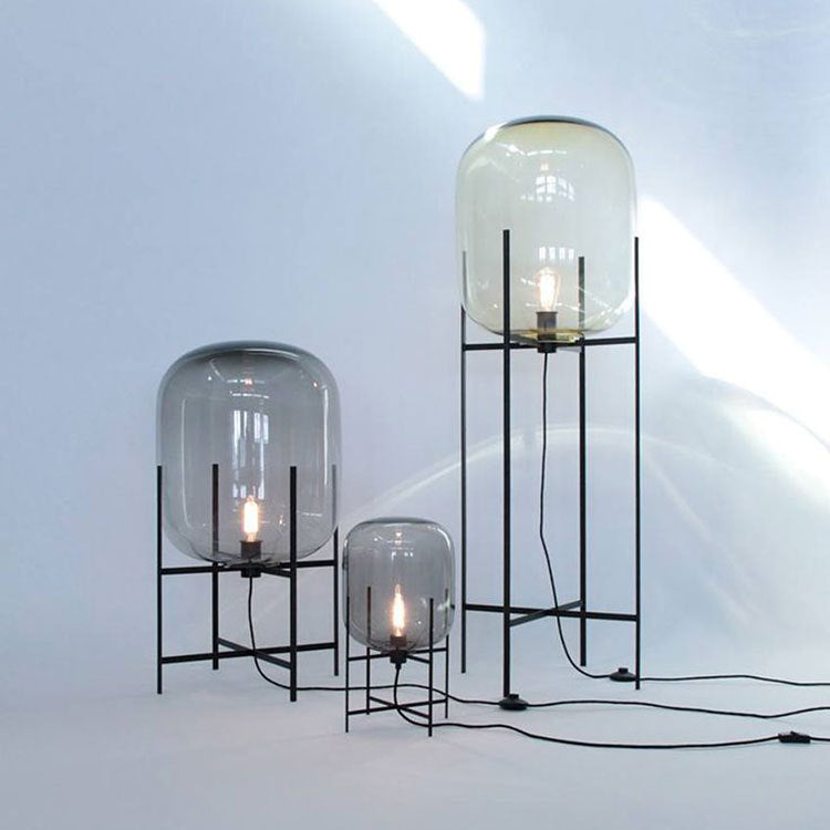 Contemporary Glass Floor Lamp Set