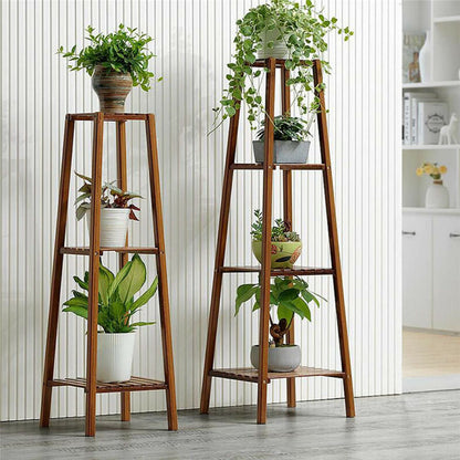 Skanto | 2 Tier Tall Plant Stand Pot Holder Small Space Table Garden Flower Pot Brown