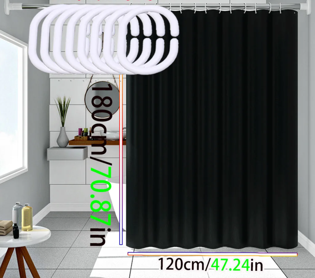 AquaShield Black Shower Curtain – Waterproof, stylish and and environmentally friendly – Pure black design Karnz
