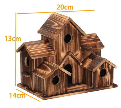 BowLift | Rustic Wooden Handmade Birdhouse with 6 Entrances