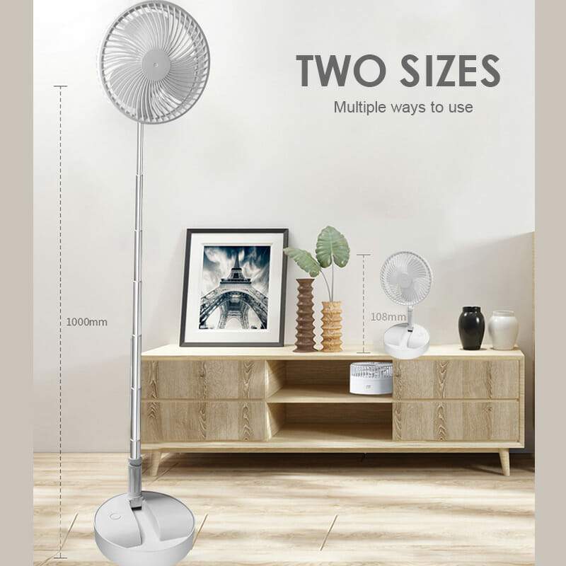 Rechargeable, foldable USB telescopic fan – quiet, 180° adjustable, 4 speed levels, portable ✨ | Karnz