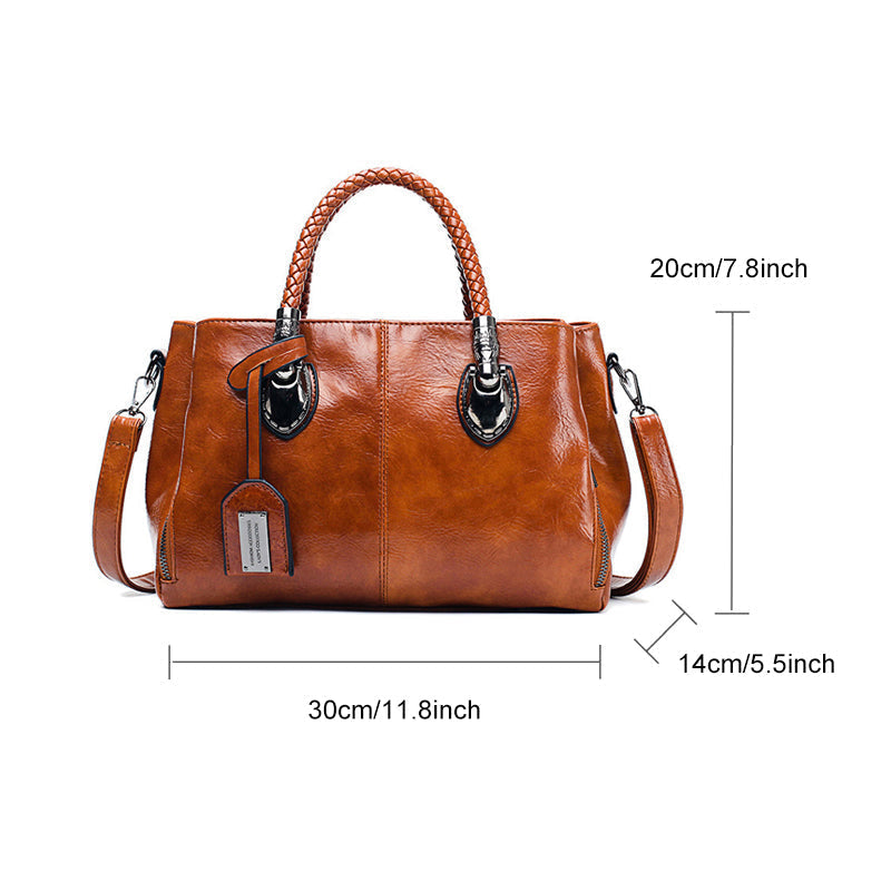 New handbags made of Boston oil wax leather, large soft leather tote bag