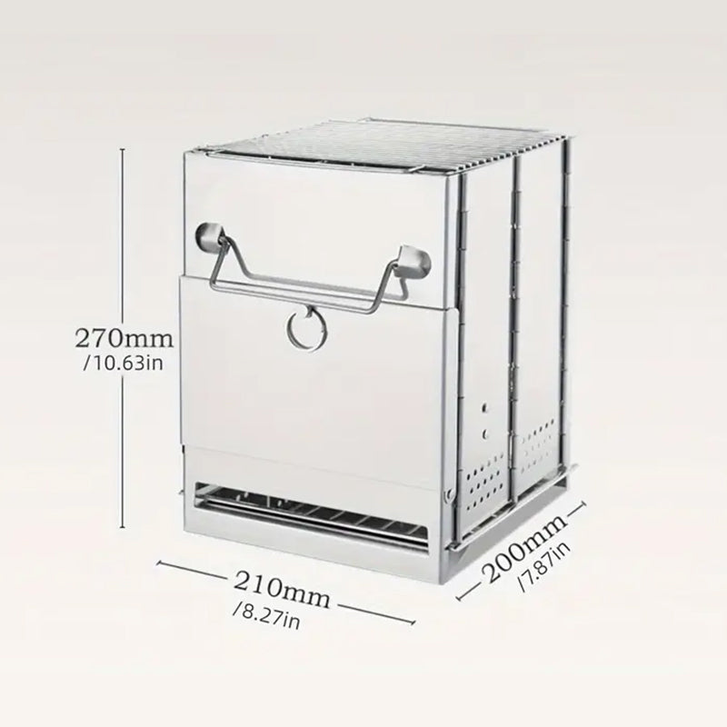 Skanto | Outdoor Folding Wood Stove Mini Stainless Steel Grill Camping Picnic