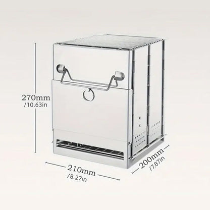 Skanto | Outdoor Folding Wood Stove Mini Stainless Steel Grill Camping Picnic