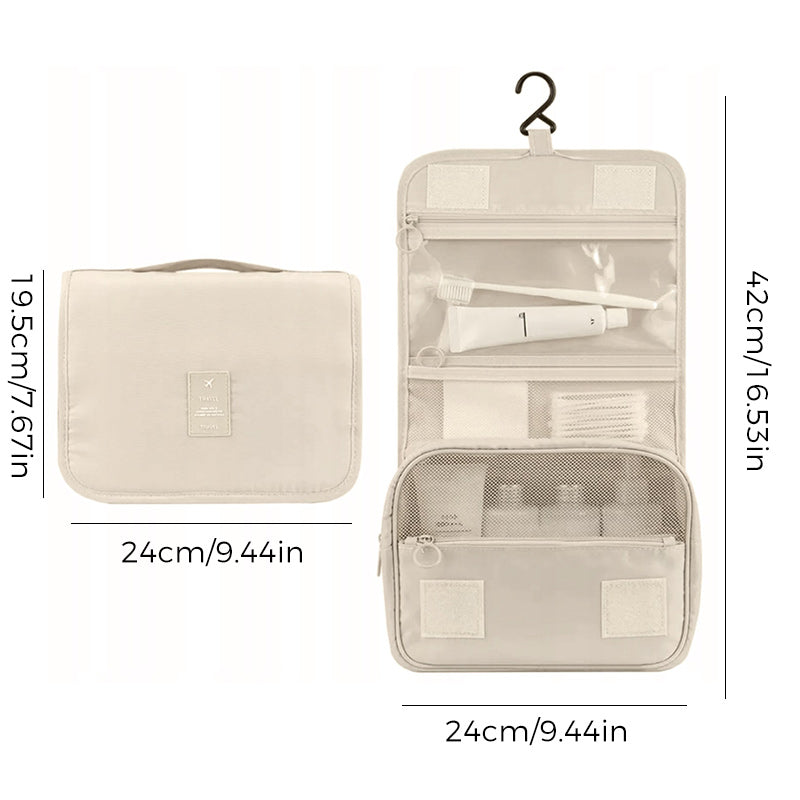 Travel cosmetic bag for hanging