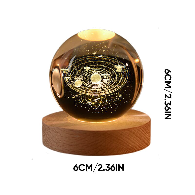Skanto | 3D Crystal Ball Night Light With Wood Base