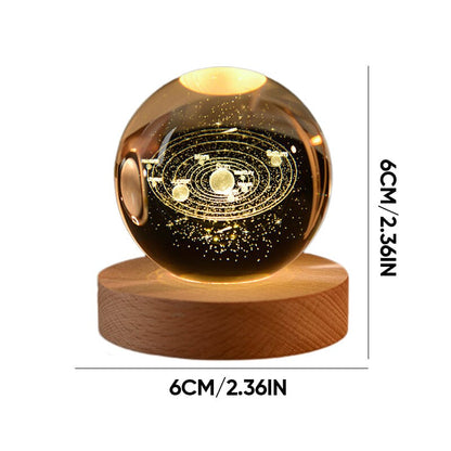 Skanto | 3D Crystal Ball Night Light With Wood Base