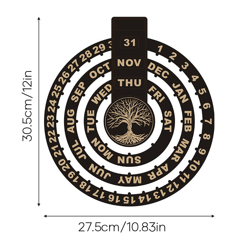 Wood Rotating Circular Perpetual Calendar | Bowlift