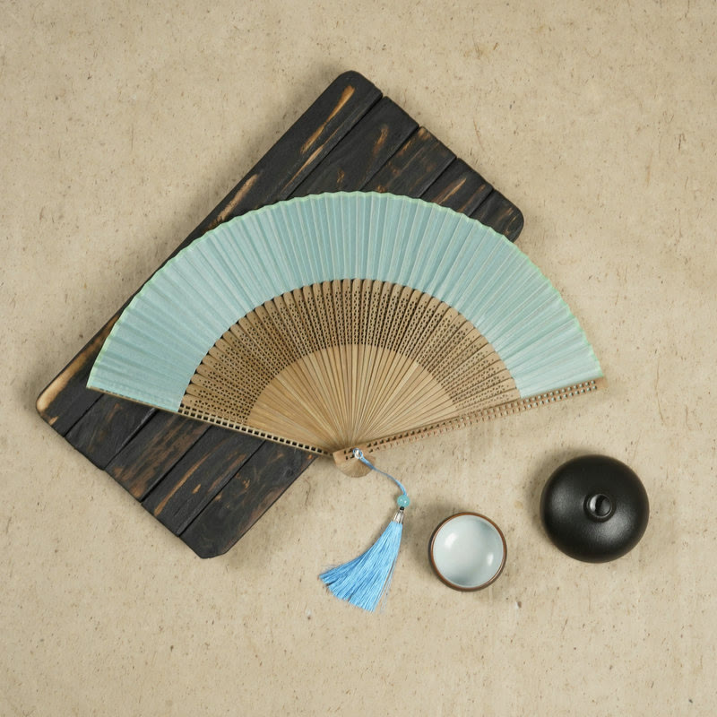 Bamboo satin hand fan