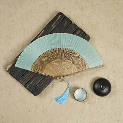 Bamboo satin hand fan