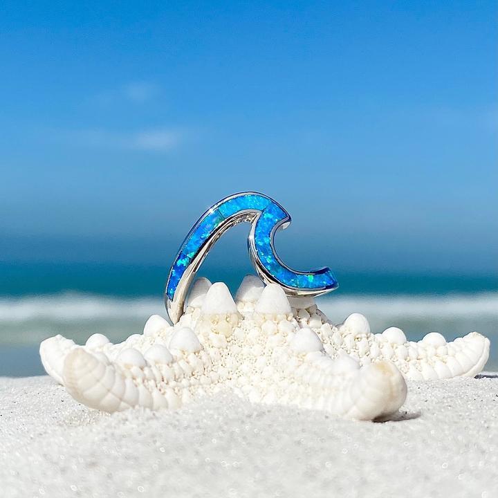 Captivating Opal and Silver Ocean Wave Ring - Livia